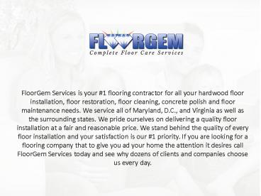 Floorgem Services - Best flooring company in Maryland, Washington DC
