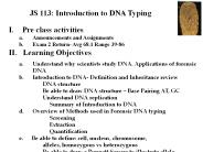 JS 113: Introduction to DNA Typing
