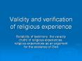 Validity and verification of religious experience PowerPoint PPT Presentation