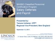 MASBO Classified Personnel Certification Program Salary Deferrals and Payroll