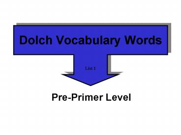 Dolch Vocabulary Words