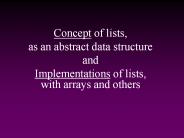 Concept of lists,