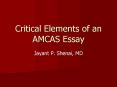 Critical Elements of an AMCAS Essay PowerPoint PPT Presentation