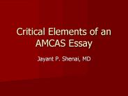 Critical Elements of an AMCAS Essay