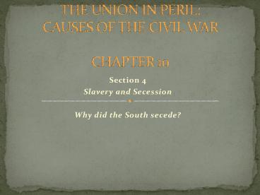 Slavery and Secession