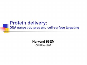 Protein delivery: DNA nanostructures and cell-surface targeting