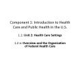 Component 1: Introduction to Health Care and Public Health in the U.S. PowerPoint PPT Presentation