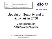 Update on Security and LI activities in ETSI