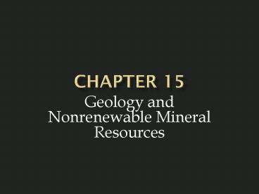 Geology and Nonrenewable Mineral Resources
