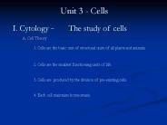 Unit 3 - Cells
