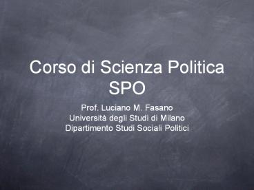 Corso di Scienza Politica SPO