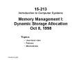 Memory Management I: Dynamic Storage Allocation Oct 8, 1998 PowerPoint PPT Presentation