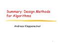 Summary: Design Methods for Algorithms PowerPoint PPT Presentation