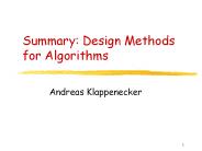 Summary: Design Methods for Algorithms