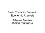 Basic Tools for Dynamic Economic Analysis