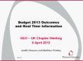 Budget 2013 Outcomes and Real Time Information