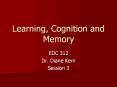 Learning, Cognition and Memory PowerPoint PPT Presentation