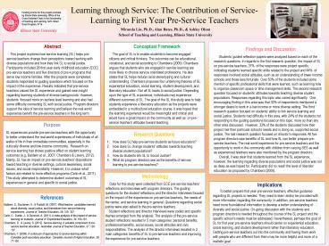 Learning through Service: The Contribution of Service-Learning to First Year Pre-Service Teachers
