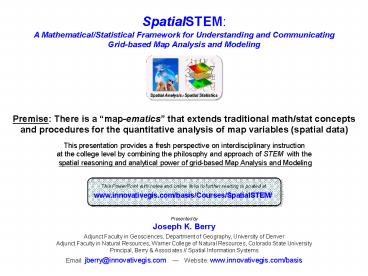 Presented by Joseph K. Berry