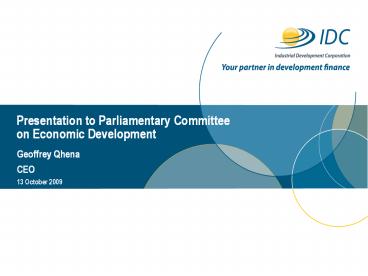 Presentation to Parliamentary Committee on Economic Development