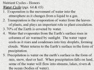 Nutrient Cycles - Honors