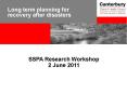 Long term planning for recovery after disasters PowerPoint PPT Presentation
