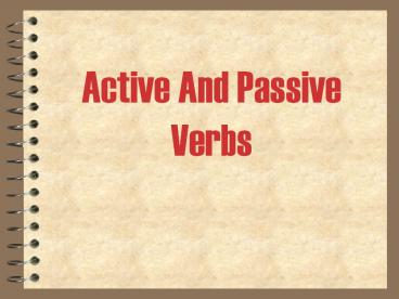 Active And Passive Verbs