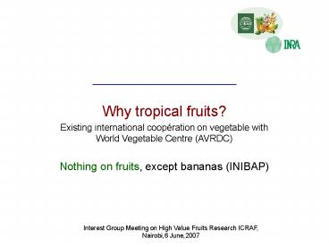 Interest Group Meeting on High Value Fruits Research ICRAF,