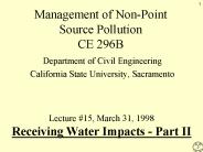 Management of Non-Point Source Pollution CE 296B