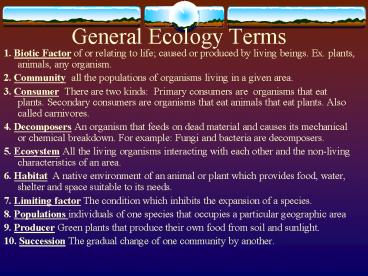 General Ecology Terms