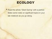 ECOLOGY