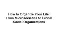 How to Organize Your Life: From Microsocieties to Global Social Organizations PowerPoint PPT Presentation