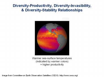 Diversity-Productivity, Diversity-Invasibility,