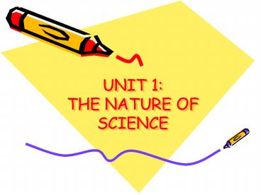 UNIT 1:  THE NATURE OF SCIENCE