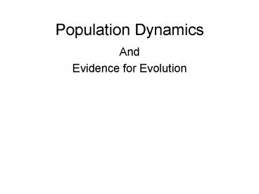 Population Dynamics