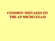 COMMON MISTAKES ON THE AP MICRO EXAM