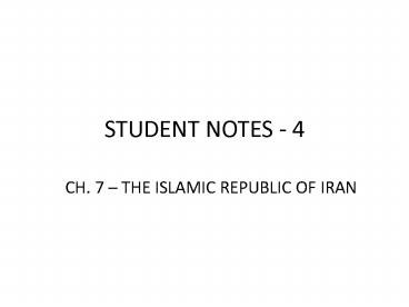 STUDENT NOTES - 4