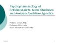 Psychopharmacology of Antidepressants, Mood Stabilizers and Anxiolytic/Sedative-Hypnotics PowerPoint PPT Presentation