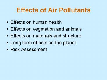 Effects of Air Pollutants
