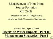 Management of Non-Point Source Pollution CE 296B