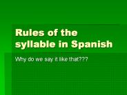 Rules of the syllable in Spanish