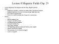Lecture 8 Magnetic Fields Chp. 29 PowerPoint PPT Presentation