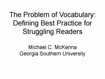 The Problem of Vocabulary: