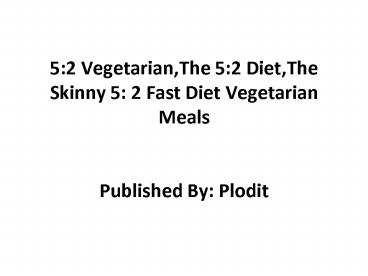 5:2 Vegetarian Fast Diet Books Collection | Plodit Wholesale