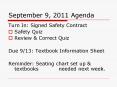 September 9, 2011 Agenda PowerPoint PPT Presentation