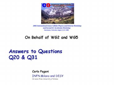 2nd ILC Acc. Workshop