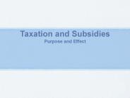 Taxation and Subsidies