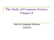 The Study of Computer Science Chapter 0