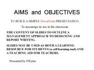 AIMS and OBJECTIVES