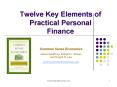 Twelve Key Elements of Practical Personal Finance PowerPoint PPT Presentation